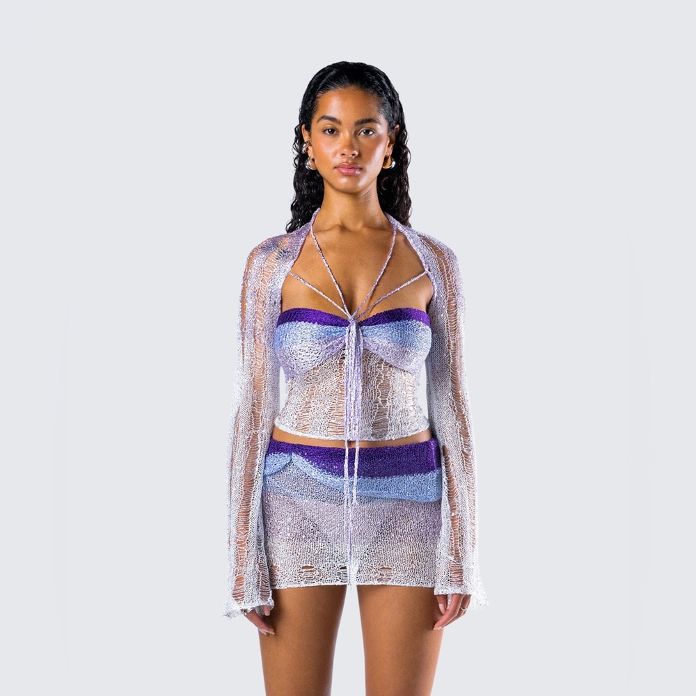 Finesse Vanessa Purple Sequin Knit Top